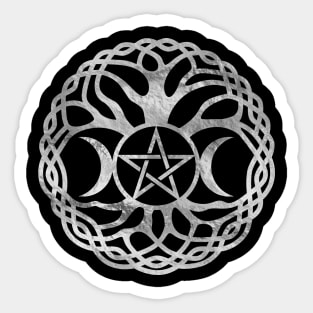 Triple Goddess with pentagram and tree of life Sticker